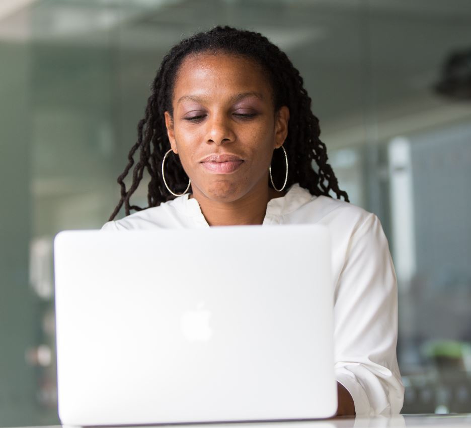 Woman working on a laptop